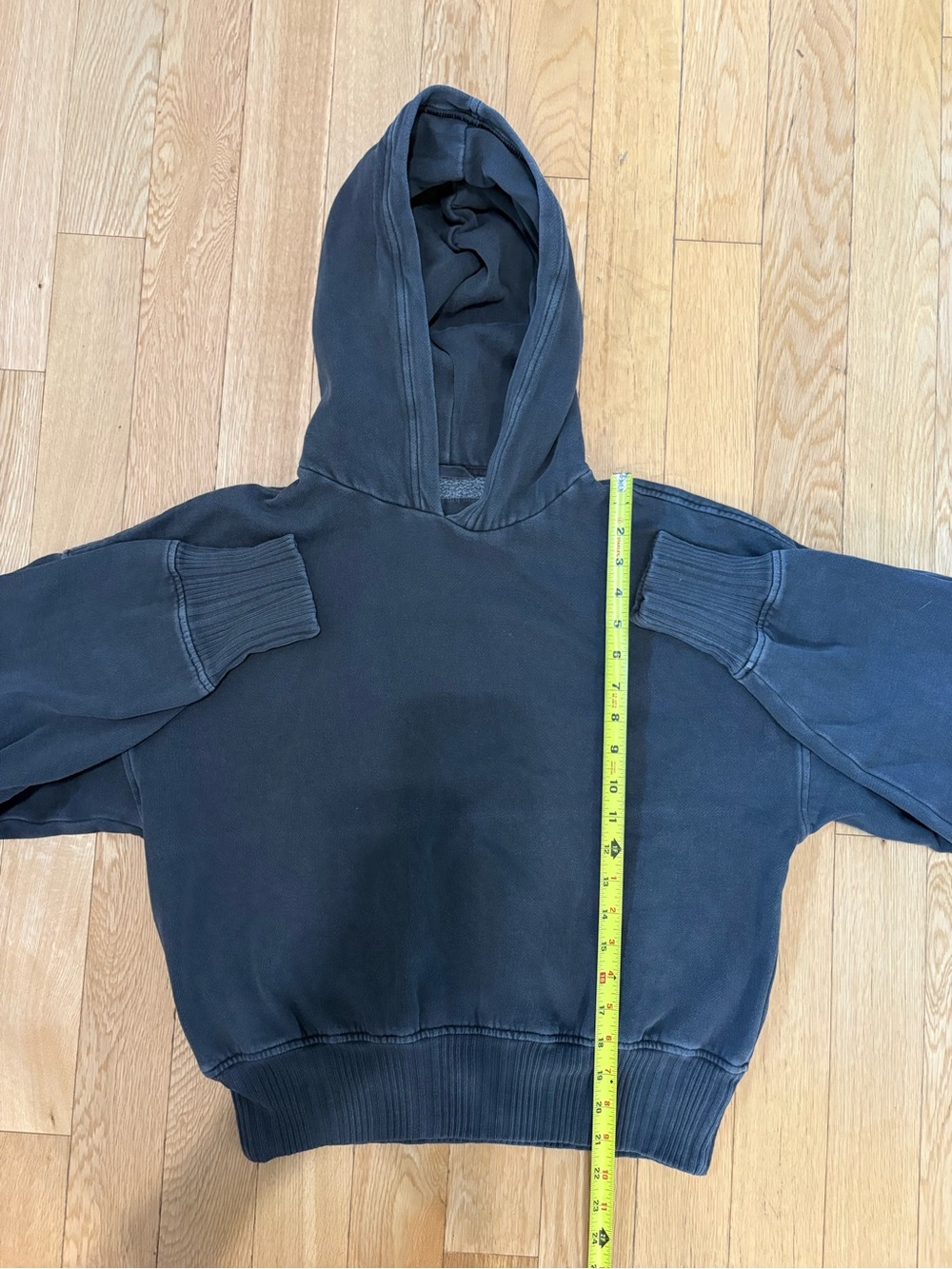 Aerie Gray Oversized Boxy Cropped Hoodie Cozy Fleece Cotton Blend S - Picture 5 of 9